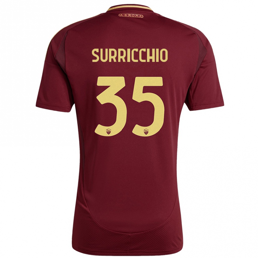 Men Football Jacopo Surricchio #35 Red Brown Gold Home Jersey 2024/25 T-Shirt Australia