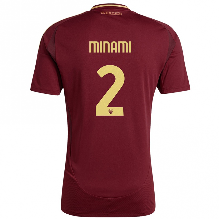 Men Football Moeka Minami #2 Red Brown Gold Home Jersey 2024/25 T-Shirt Australia