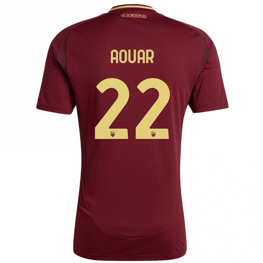 Men Football Houssem Aouar #22 Red Brown Gold Home Jersey 2024/25 T-Shirt Australia