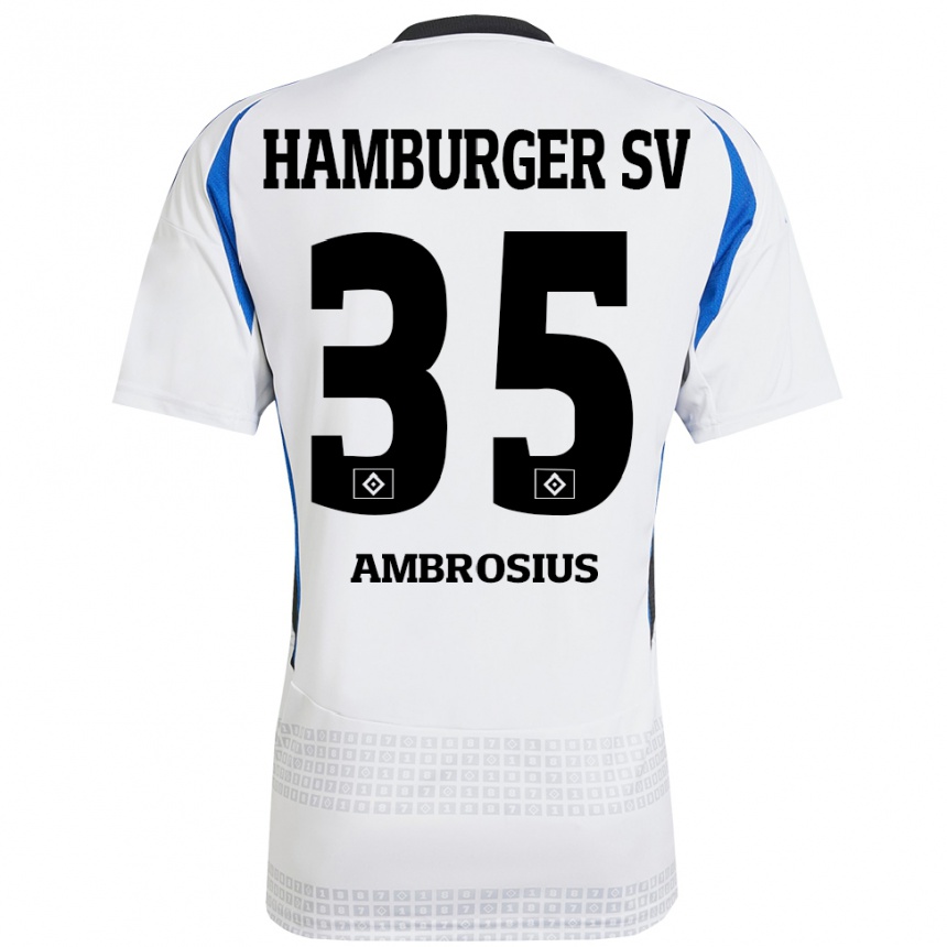 Men Football Stephan Ambrosius #35 White Blue Home Jersey 2024/25 T-Shirt Australia