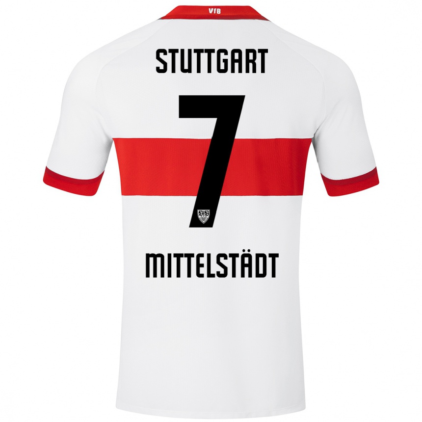 Men Football Maximilian Mittelstädt #7 White Red Home Jersey 2024/25 T-Shirt Australia