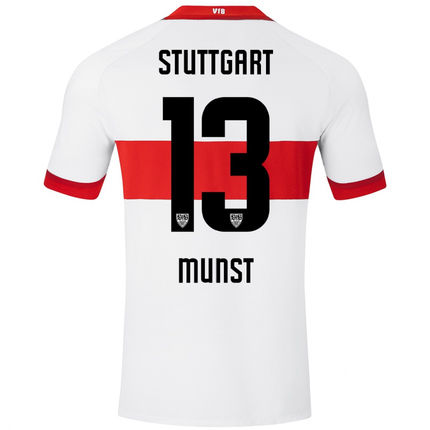 Men Football Leonhard Münst #13 White Red Home Jersey 2024/25 T-Shirt Australia