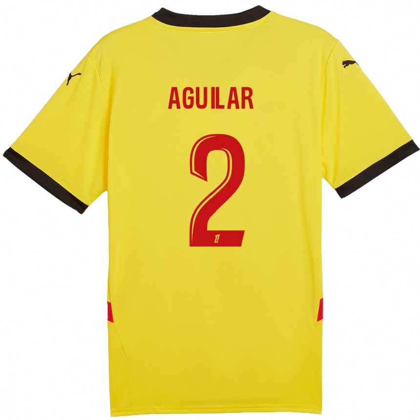 Men Football Ruben Aguilar #2 Yellow Red Home Jersey 2024/25 T-Shirt Australia