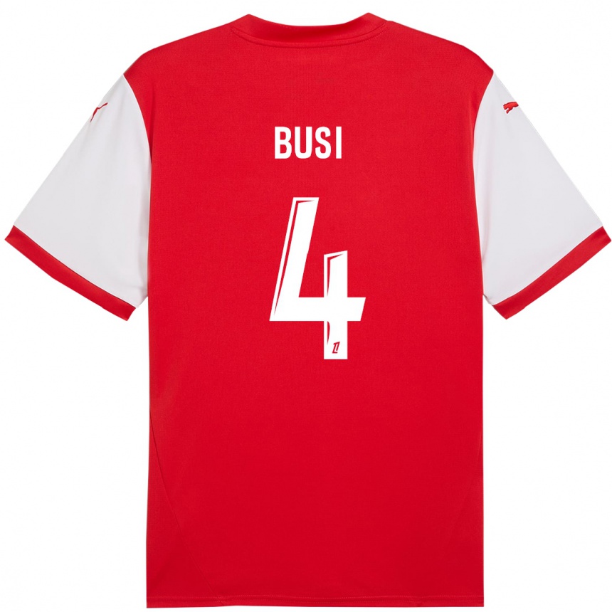 Men Football Maxime Busi #4 Red White Home Jersey 2024/25 T-Shirt Australia