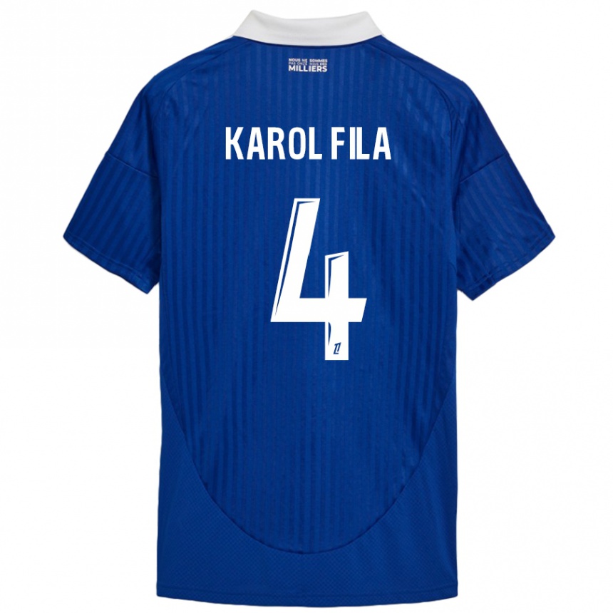 Men Football Karol Fila #4 Blue White Home Jersey 2024/25 T-Shirt Australia