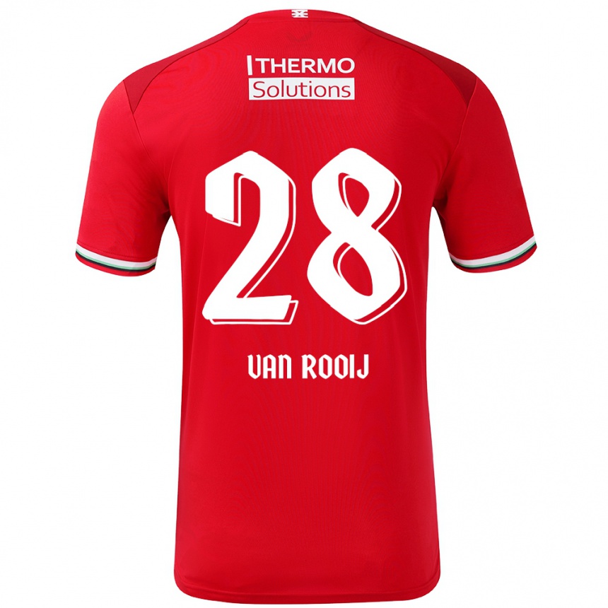 Men Football Bart Van Rooij #28 Red White Home Jersey 2024/25 T-Shirt Australia