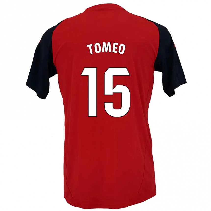 Men Football Pablo Tomeo #15 Red Black Home Jersey 2024/25 T-Shirt Australia