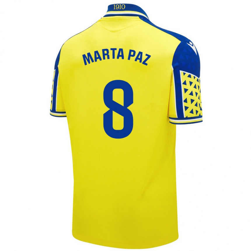 Men Football Marta Milagros Paz Cruz #8 Yellow Blue Home Jersey 2024/25 T-Shirt Australia