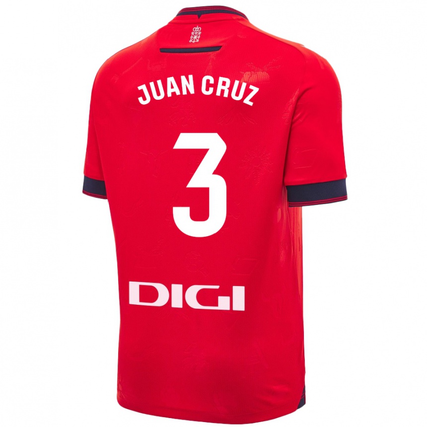 Men Football Juan Cruz #3 Red White Home Jersey 2024/25 T-Shirt Australia