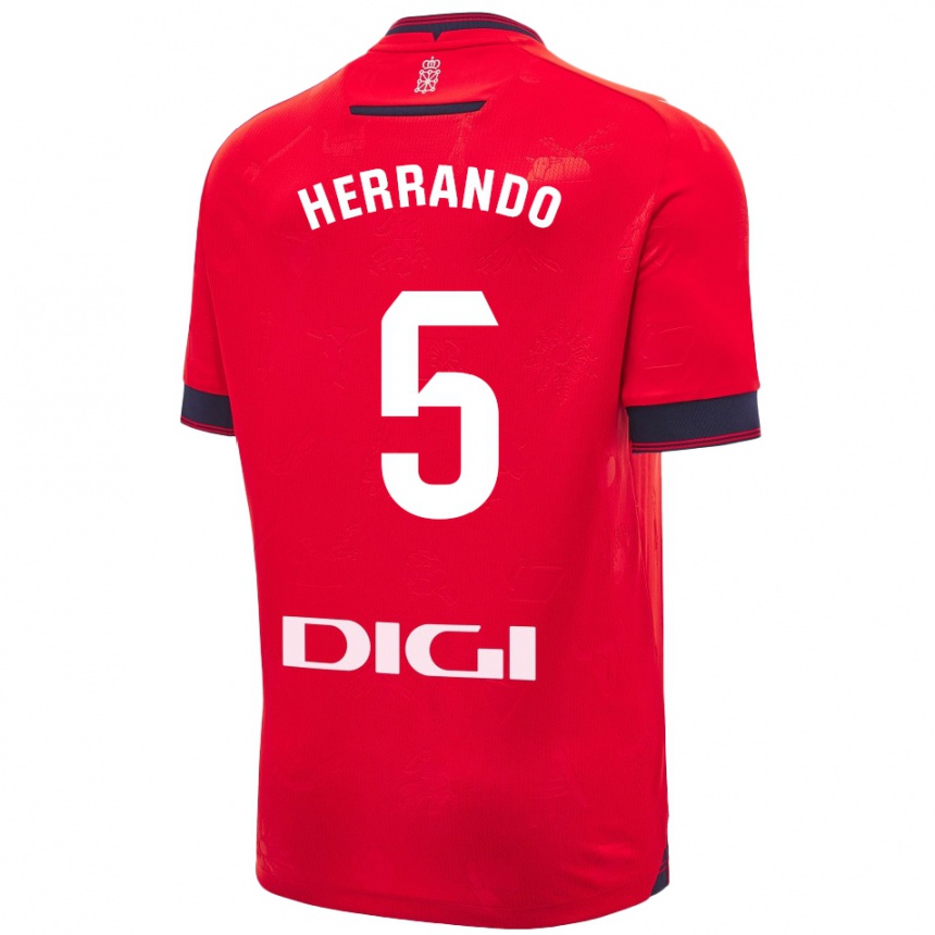 Men Football Jorge Herrando #5 Red White Home Jersey 2024/25 T-Shirt Australia