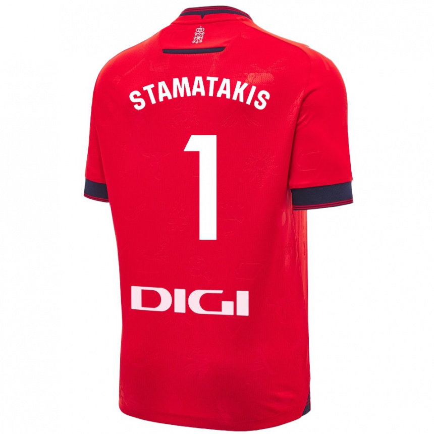 Men Football Dimitrios Stamatakis #1 Red White Home Jersey 2024/25 T-Shirt Australia