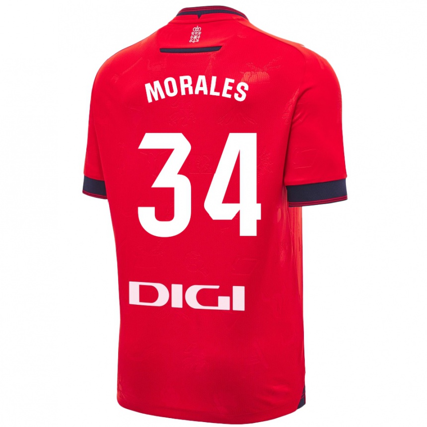 Men Football Anai Morales #34 Red White Home Jersey 2024/25 T-Shirt Australia