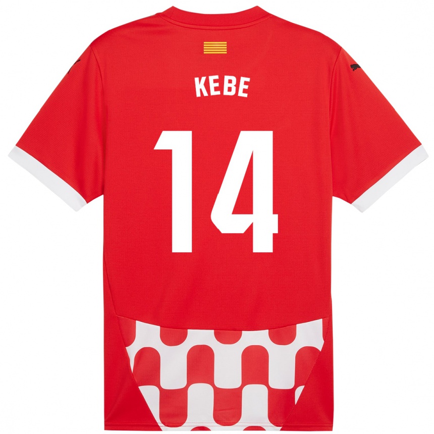 Men Football Moussa Kébé #14 Red White Home Jersey 2024/25 T-Shirt Australia