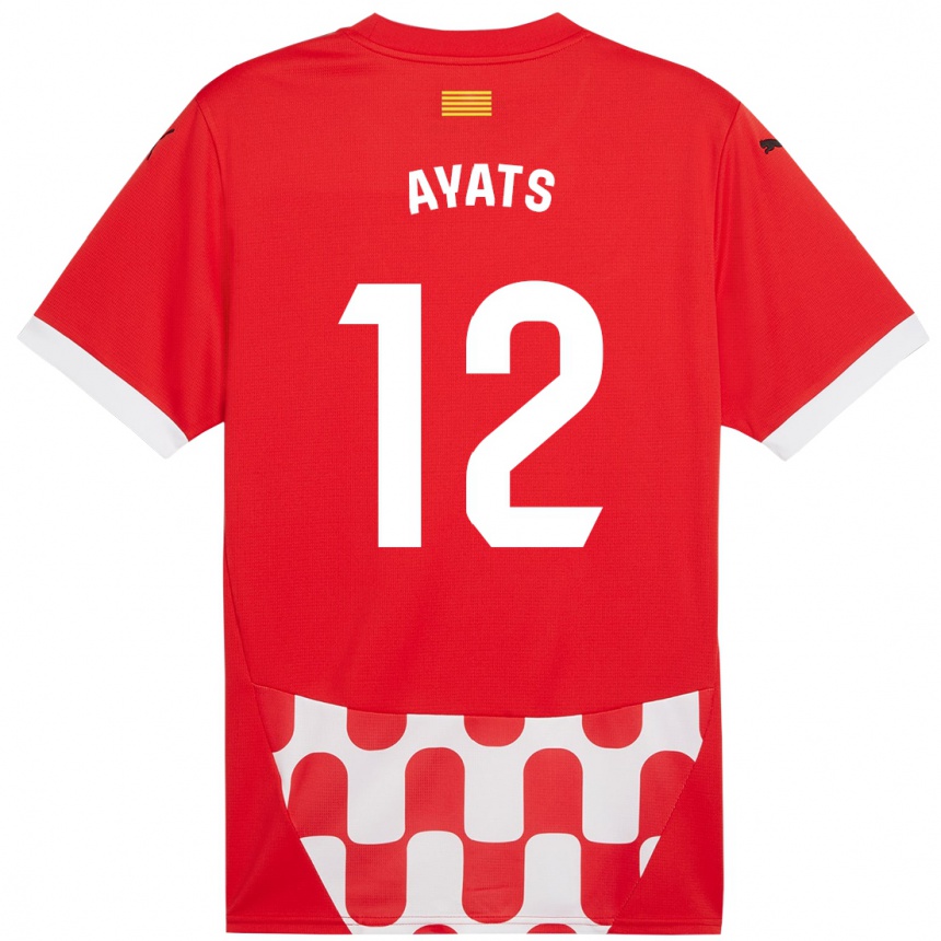 Men Football Mònica Ayats #12 Red White Home Jersey 2024/25 T-Shirt Australia