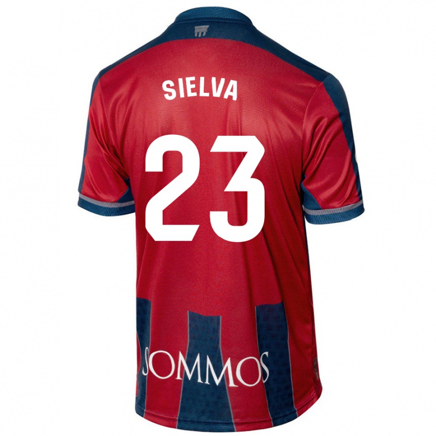 Men Football Óscar Sielva #23 Red Blue Home Jersey 2024/25 T-Shirt Australia