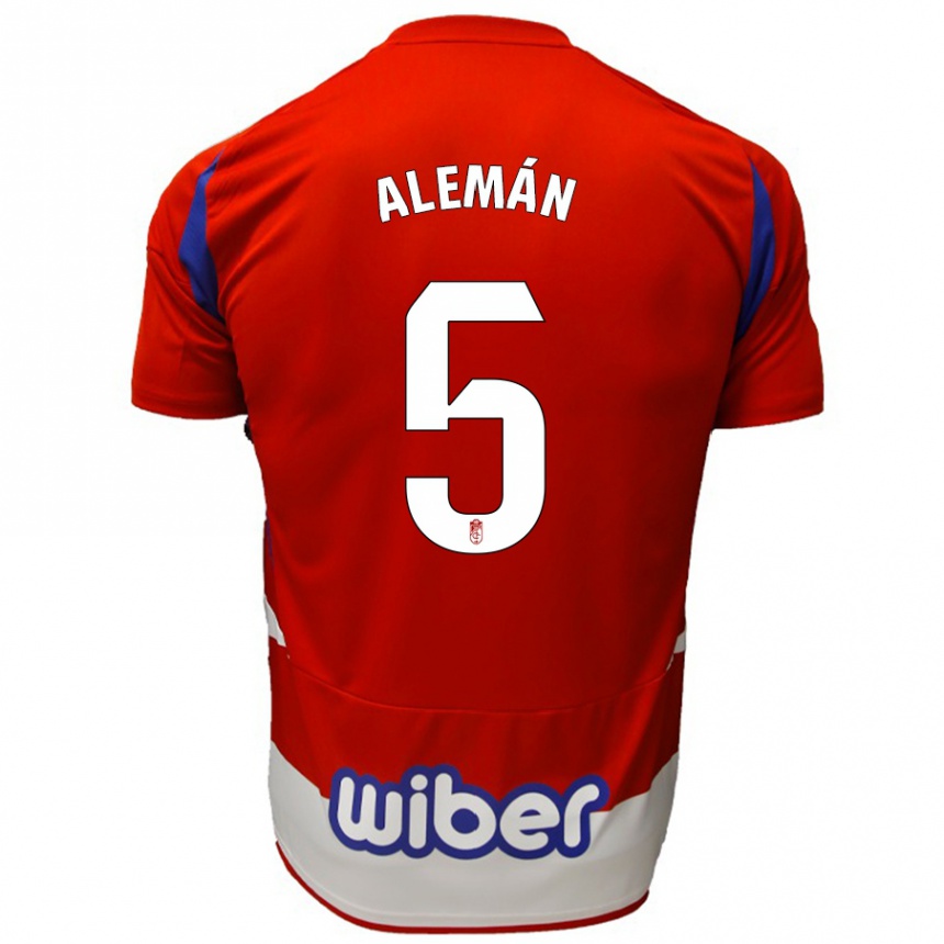 Men Football Carlos Alemán #5 Red White Blue Home Jersey 2024/25 T-Shirt Australia