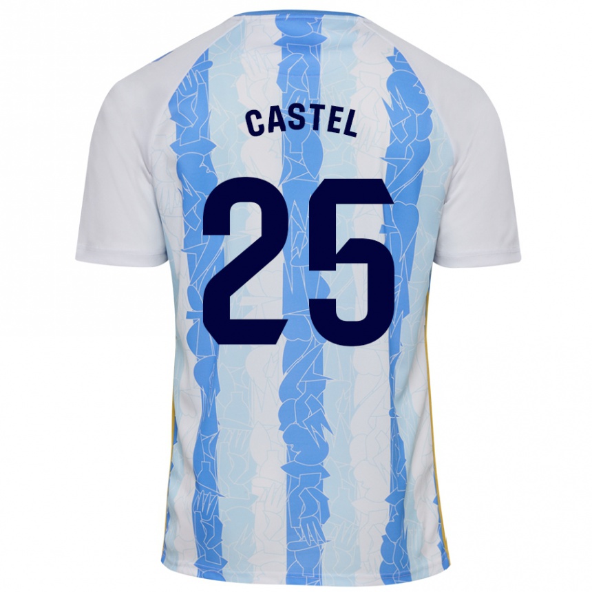 Men Football Sergio Castel #25 White Blue Home Jersey 2024/25 T-Shirt Australia