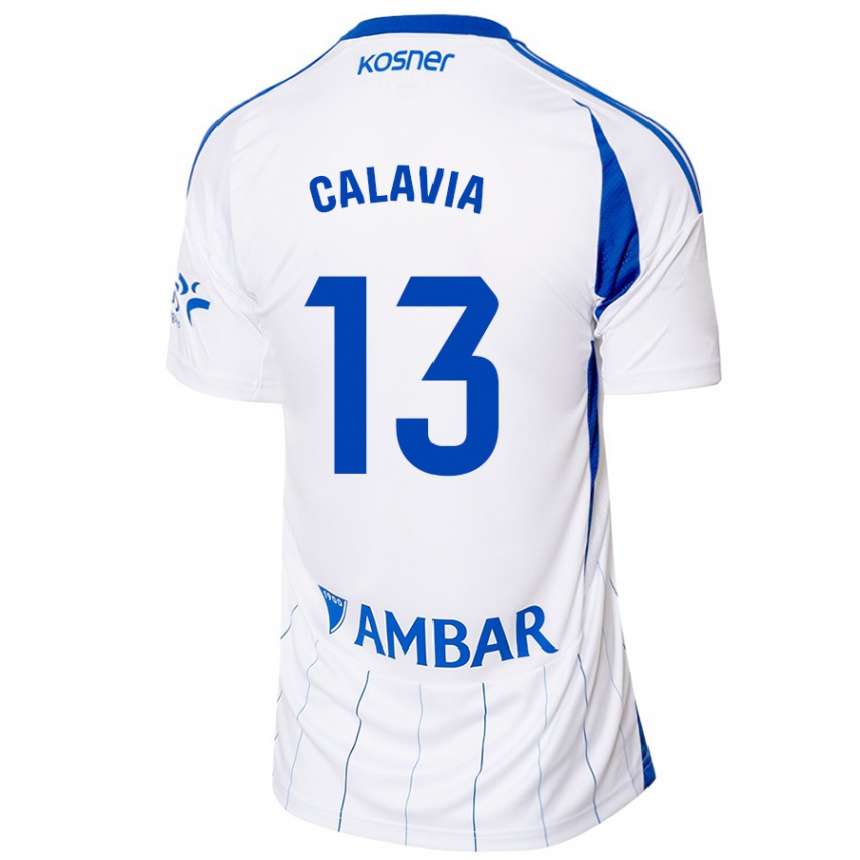 Men Football Carlos Calavia #13 Red White Home Jersey 2024/25 T-Shirt Australia