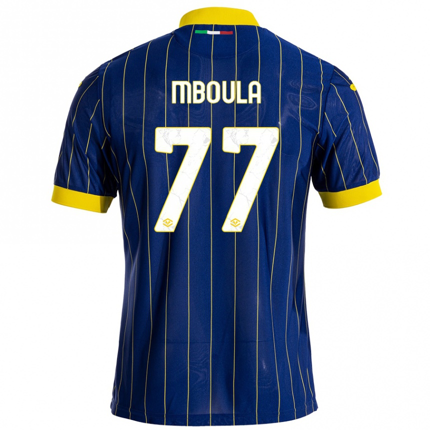 Men Football Jordi Mboula #77 Blue Yellow Home Jersey 2024/25 T-Shirt Australia