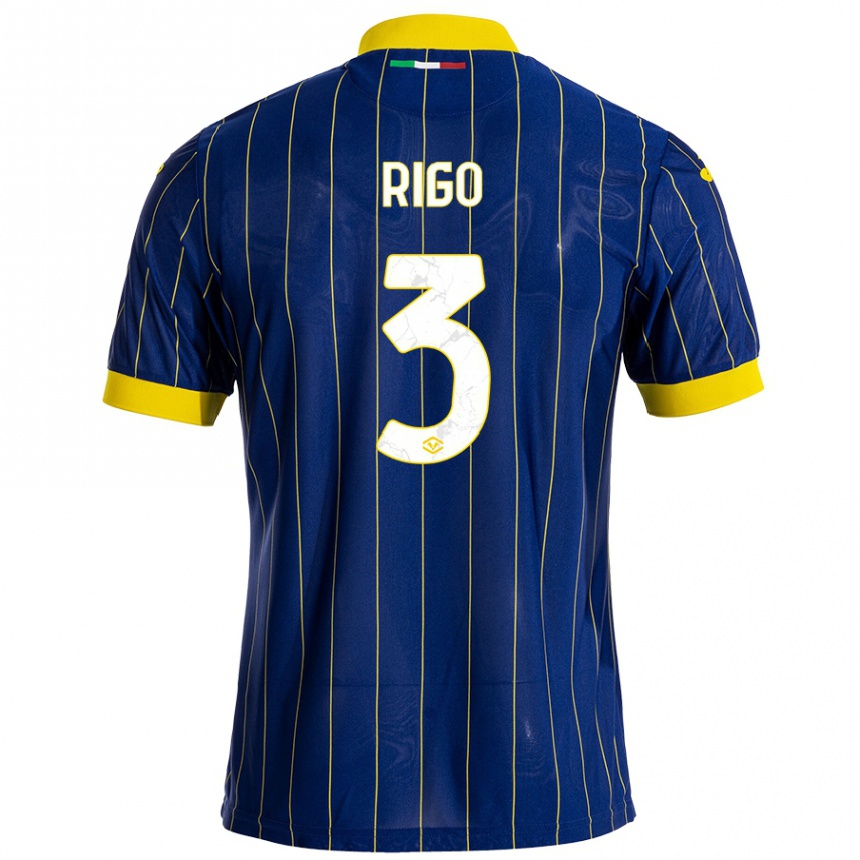 Men Football Mattia Rigo #3 Blue Yellow Home Jersey 2024/25 T-Shirt Australia