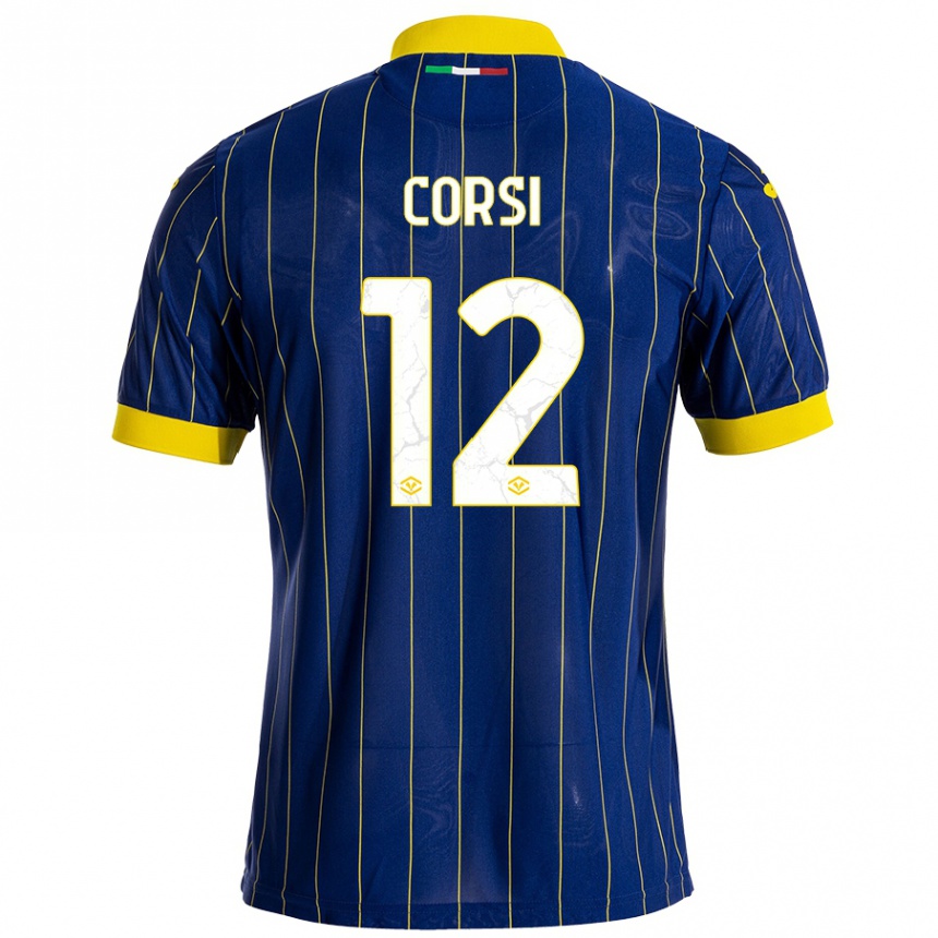 Men Football Sara Corsi #12 Blue Yellow Home Jersey 2024/25 T-Shirt Australia