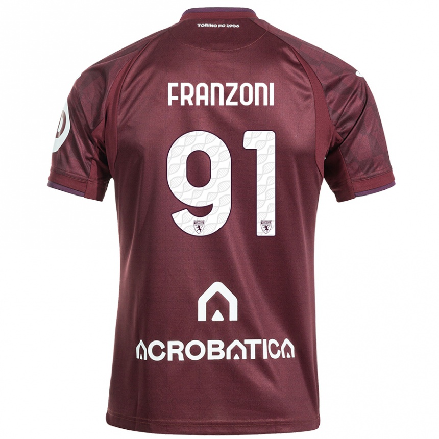 Men Football Nicolò Franzoni #91 Maroon White Home Jersey 2024/25 T-Shirt Australia