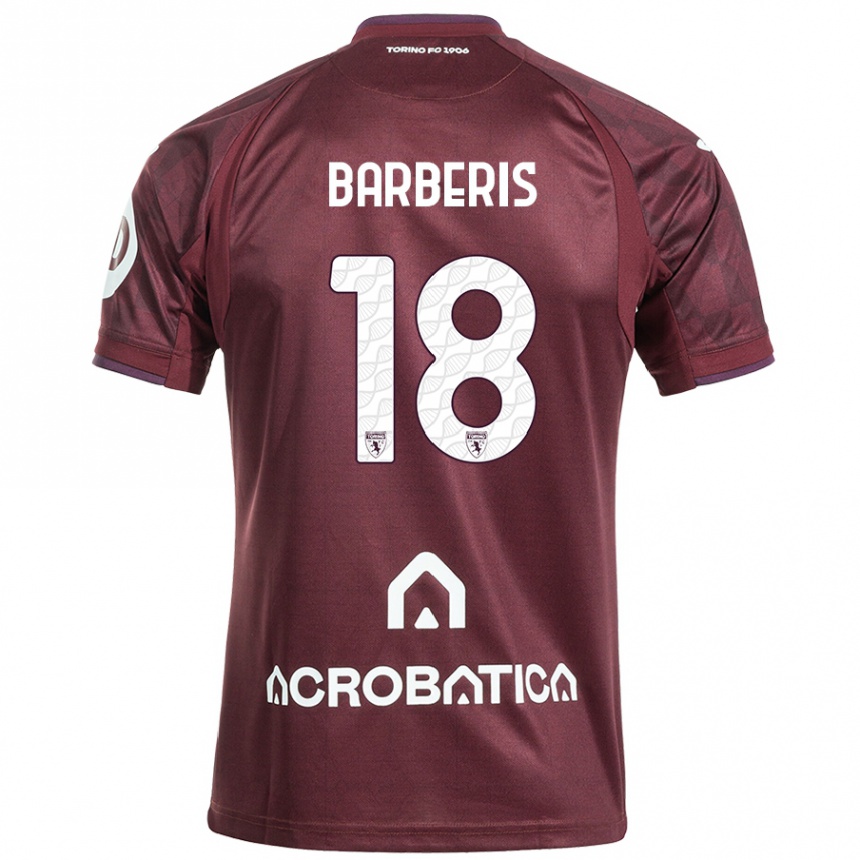 Men Football Laura Barberis #18 Maroon White Home Jersey 2024/25 T-Shirt Australia