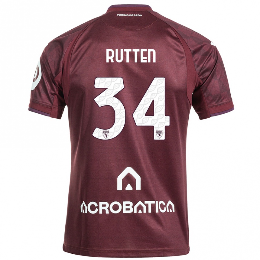 Men Football Jill Rutten #34 Maroon White Home Jersey 2024/25 T-Shirt Australia