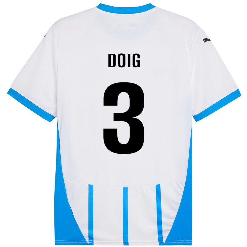 Men Football Josh Doig #3 White Blue Away Jersey 2024/25 T-Shirt Australia