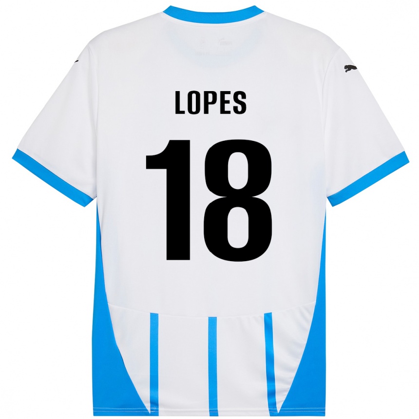 Men Football Emerick Lopes #18 White Blue Away Jersey 2024/25 T-Shirt Australia