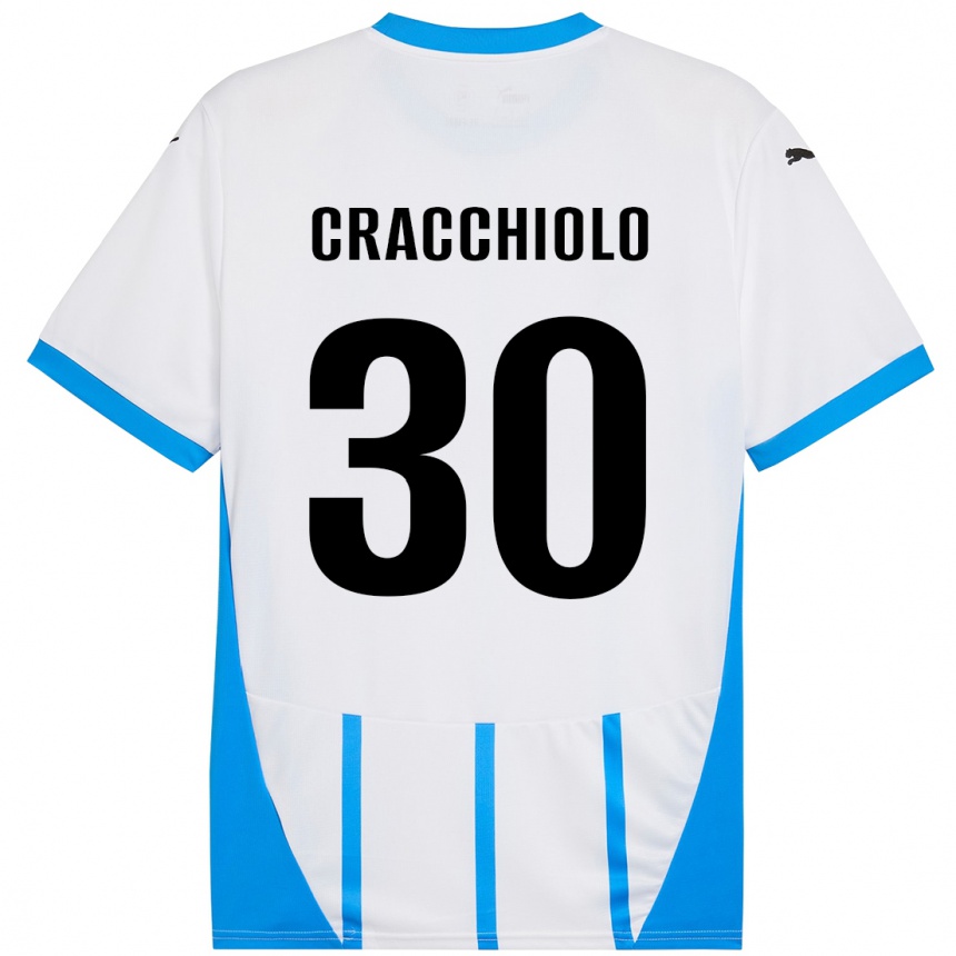 Men Football Leonardo Cracchiolo #30 White Blue Away Jersey 2024/25 T-Shirt Australia