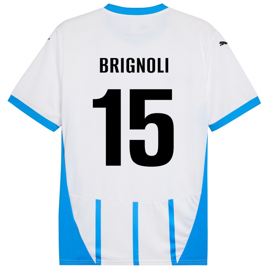 Men Football Benedetta Brignoli #15 White Blue Away Jersey 2024/25 T-Shirt Australia