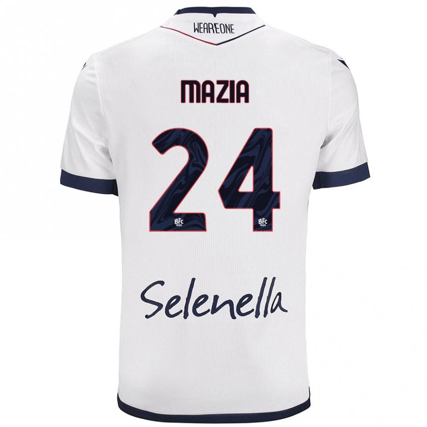 Men Football Andrea Mazia #24 White Royal Blue Away Jersey 2024/25 T-Shirt Australia