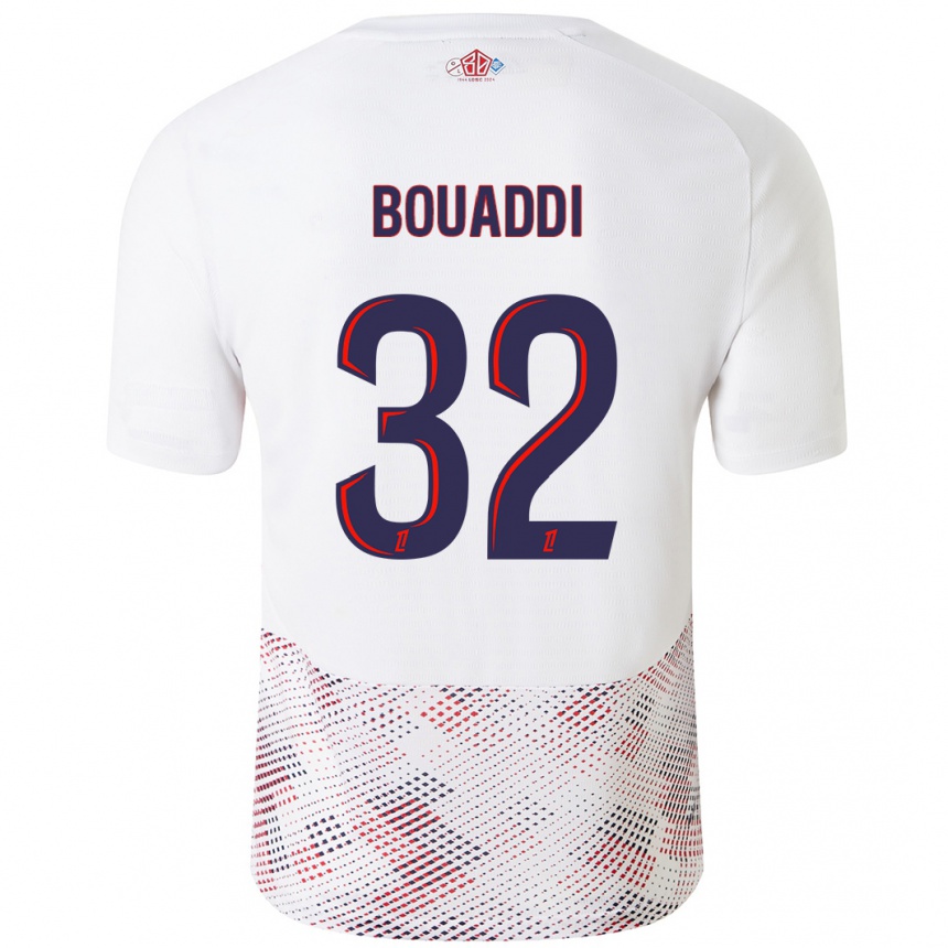 Men Football Ayyoub Bouaddi #32 White Royal Blue Away Jersey 2024/25 T-Shirt Australia