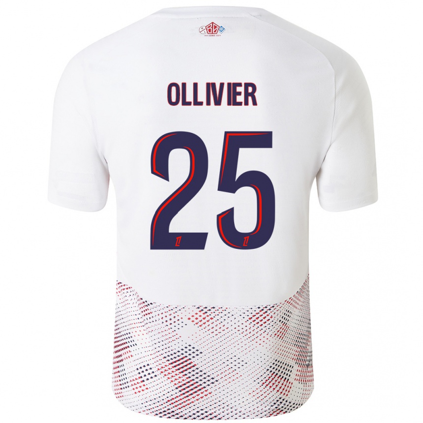 Men Football Agathe Ollivier #25 White Royal Blue Away Jersey 2024/25 T-Shirt Australia