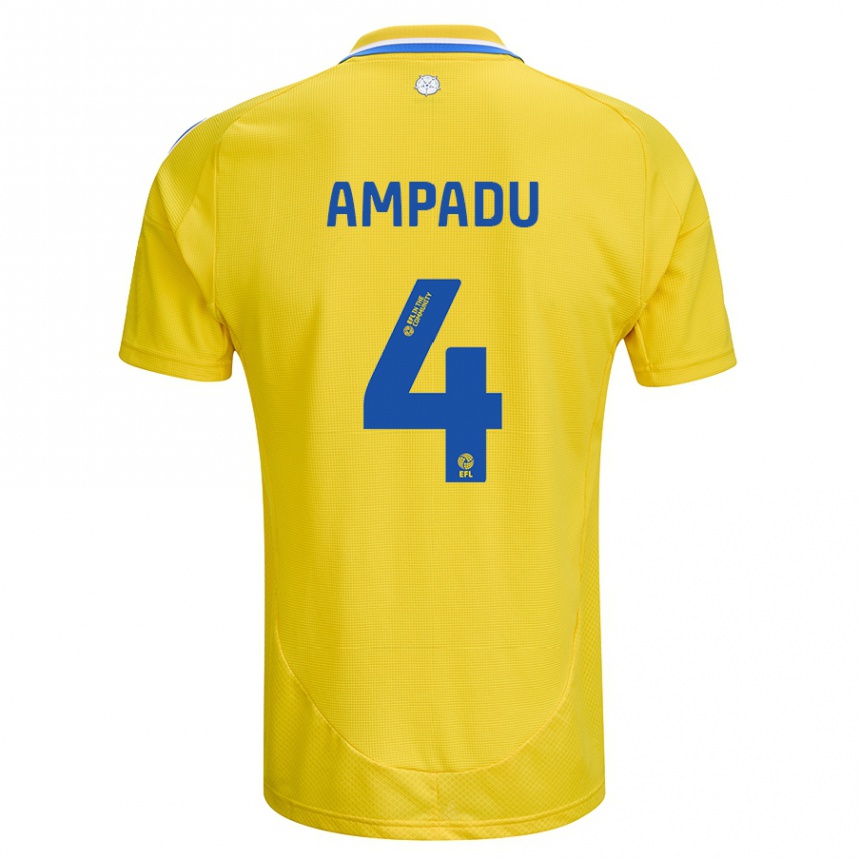 Men Football Ethan Ampadu #4 Yellow Blue Away Jersey 2024/25 T-Shirt Australia