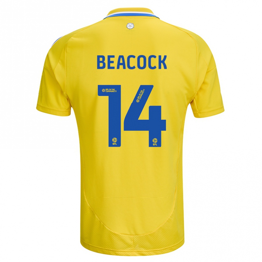 Men Football Molly Beacock #14 Yellow Blue Away Jersey 2024/25 T-Shirt Australia