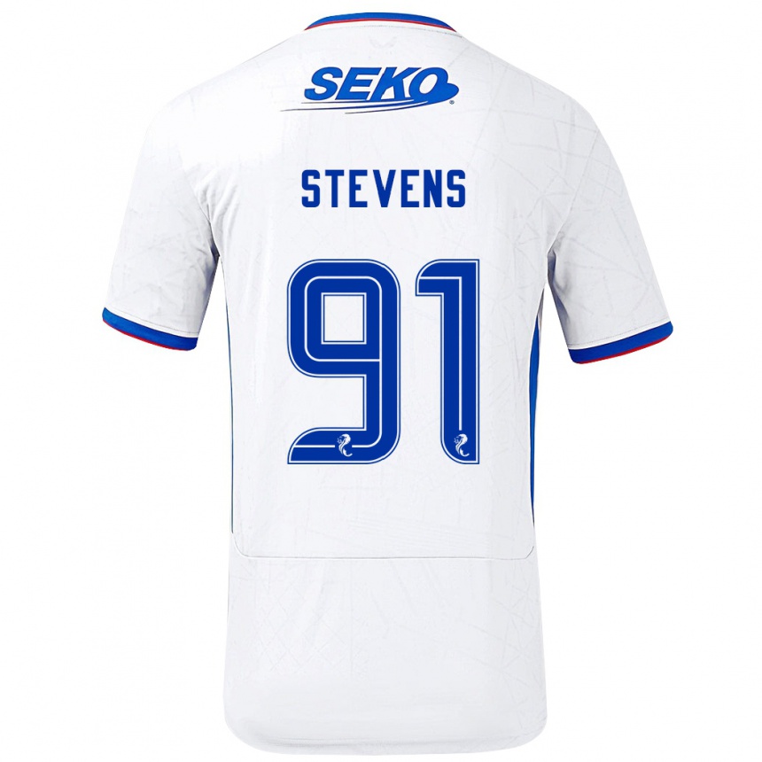 Men Football Archie Stevens #91 White Blue Away Jersey 2024/25 T-Shirt Australia