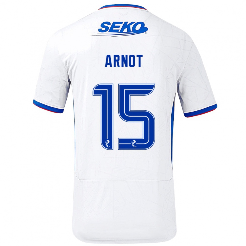 Men Football Elizabeth Arnot #15 White Blue Away Jersey 2024/25 T-Shirt Australia