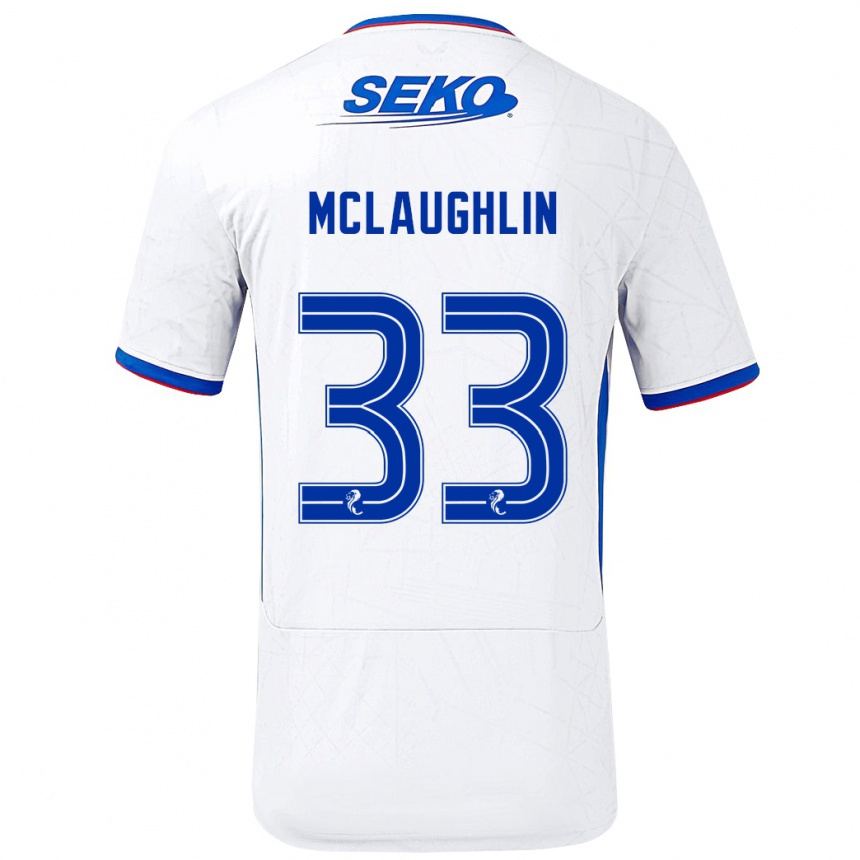 Men Football Jon Mclaughlin #33 White Blue Away Jersey 2024/25 T-Shirt Australia