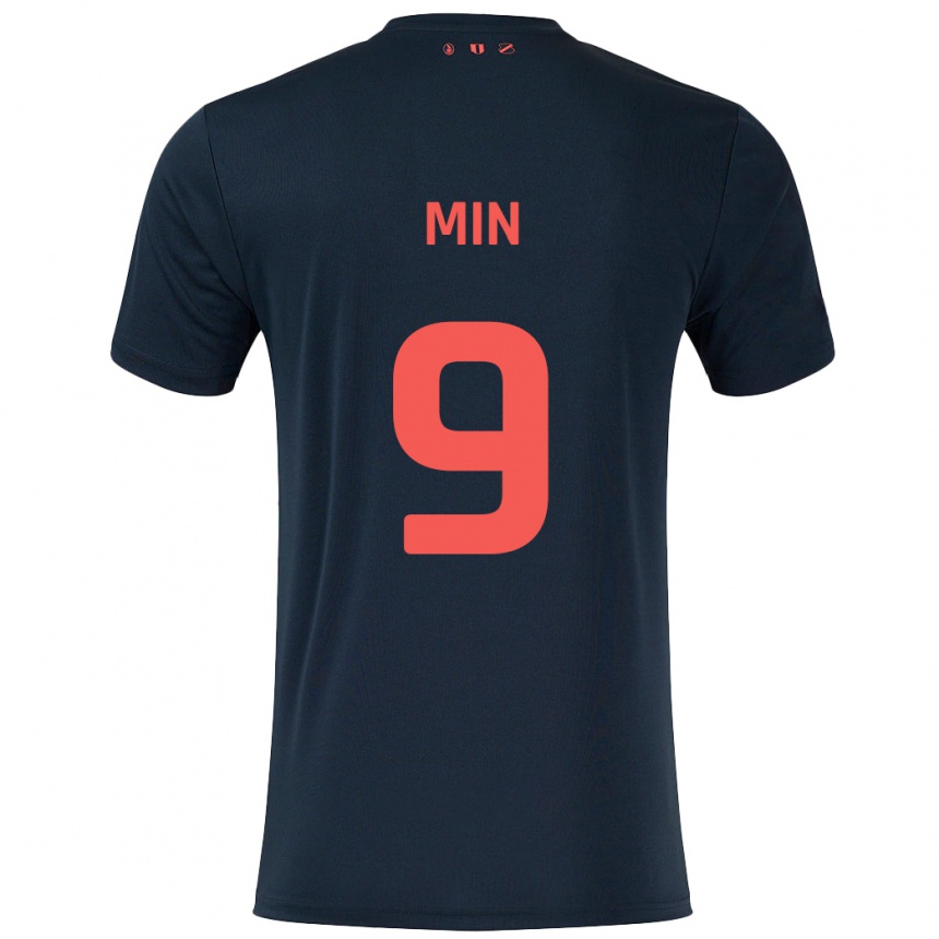 Men Football David Min #9 Black Red Away Jersey 2024/25 T-Shirt Australia