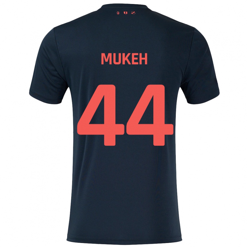 Men Football Joshua Mukeh #44 Black Red Away Jersey 2024/25 T-Shirt Australia