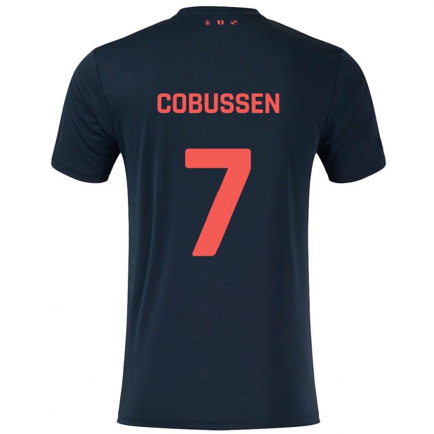 Men Football Sophie Cobussen #7 Black Red Away Jersey 2024/25 T-Shirt Australia