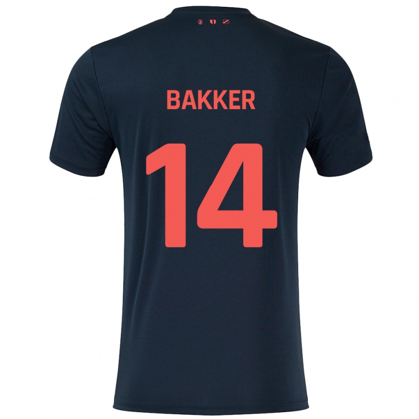 Men Football Eshly Bakker #14 Black Red Away Jersey 2024/25 T-Shirt Australia