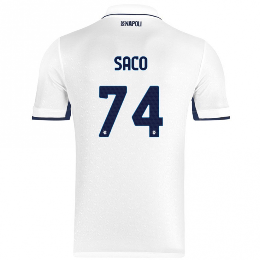 Men Football Coli Saco #74 White Royal Blue Away Jersey 2024/25 T-Shirt Australia