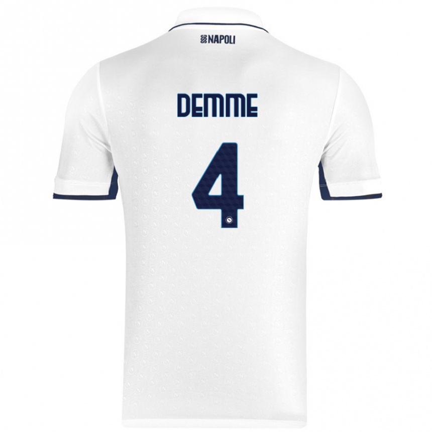 Men Football Diego Demme #4 White Royal Blue Away Jersey 2024/25 T-Shirt Australia