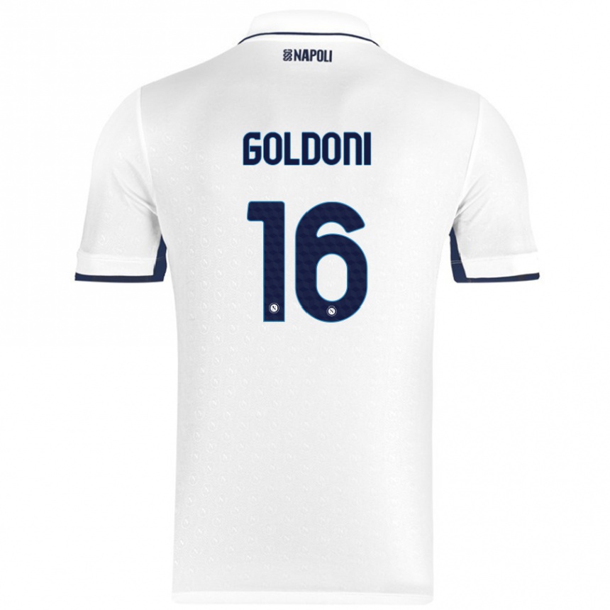 Men Football Eleonora Goldoni #16 White Royal Blue Away Jersey 2024/25 T-Shirt Australia