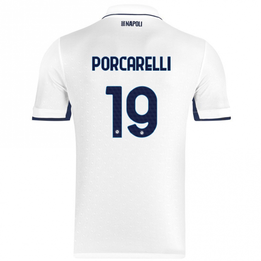 Men Football Maddelena Porcarelli #19 White Royal Blue Away Jersey 2024/25 T-Shirt Australia