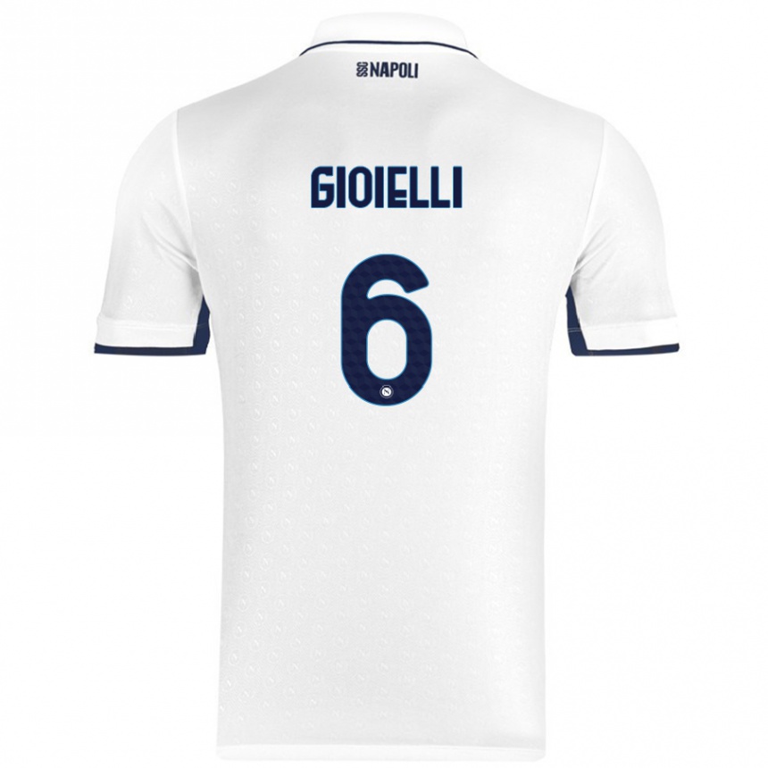 Men Football Francesco Pio Gioielli #6 White Royal Blue Away Jersey 2024/25 T-Shirt Australia