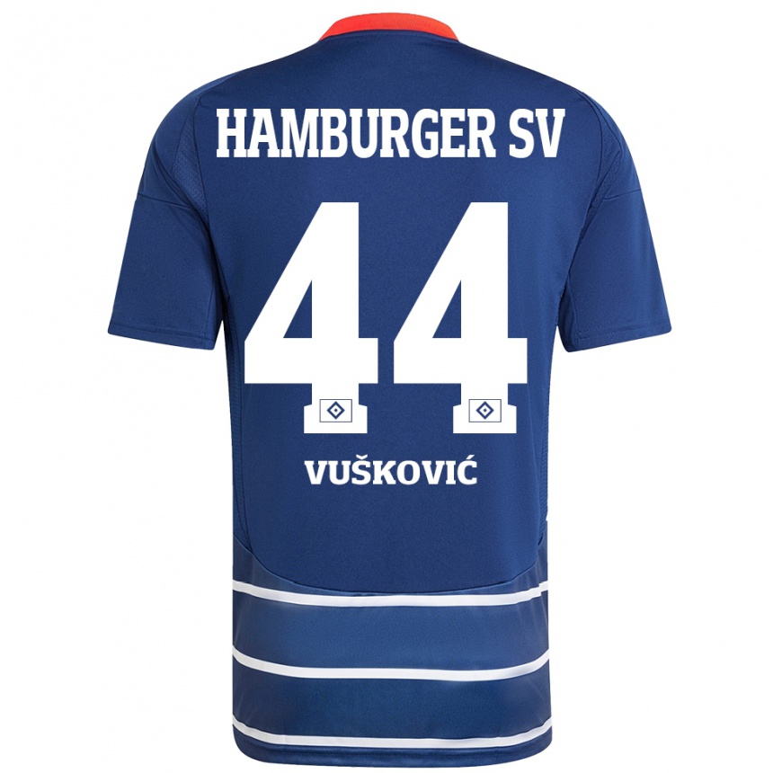 Men Football Mario Vuskovic #44 Dark Blue Away Jersey 2024/25 T-Shirt Australia